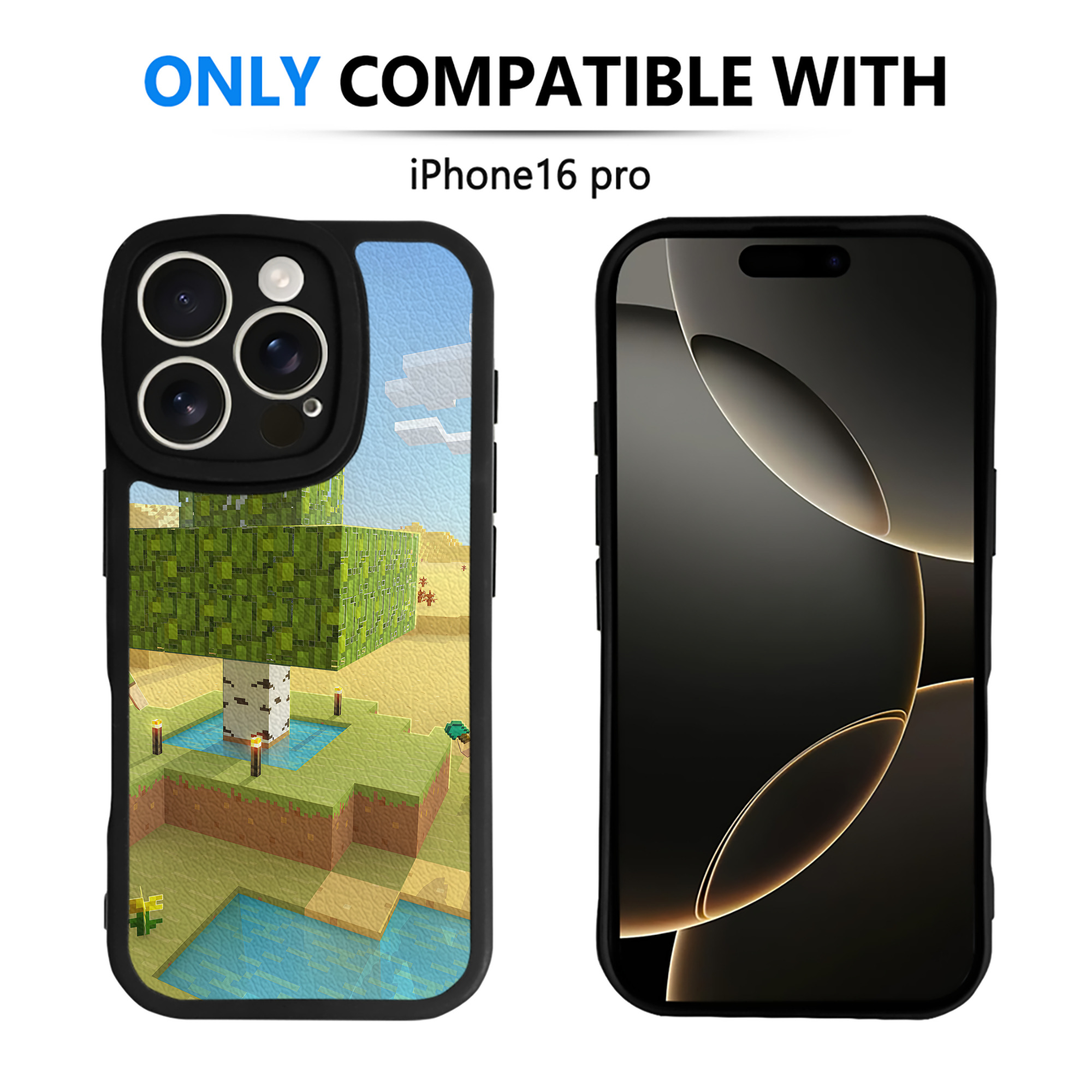 （画像用） マインクラフト ブロックの世界 Minecraft MC Block world 【iPhone 16シリーズ対応】シリコンスマホケース（レザー調） 材質：シリコン